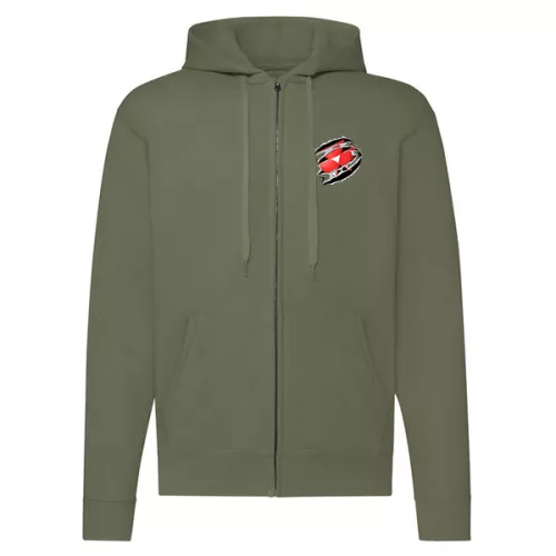 zelená mikina s logom massey ferguson zapínaná na zips