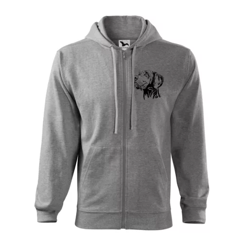 vizsla psi sivý sveter s kapúcou