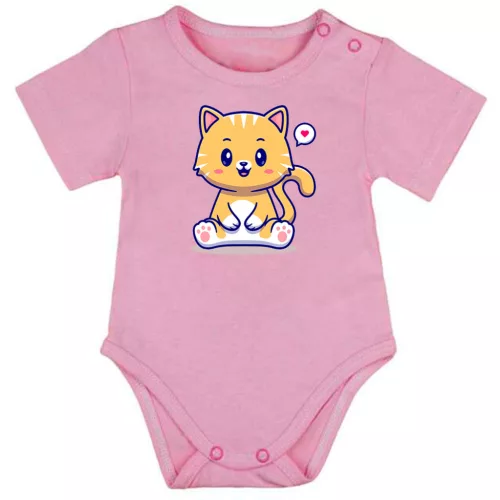 mačiatko krátky rukáv body pre bábätká ružová