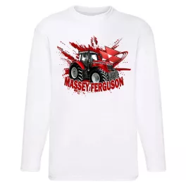 massey ferguson - tričko s dlhým rukávom biely