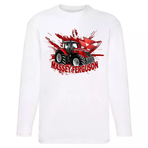 massey ferguson - tričko s dlhým rukávom biely