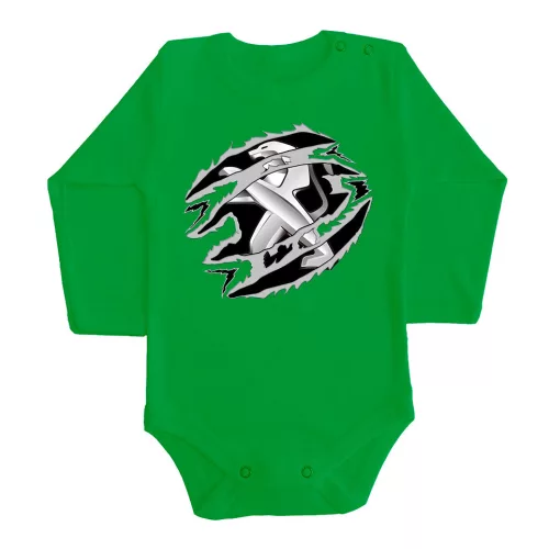 peugeot zelená dlhý rukáv dojčenské body