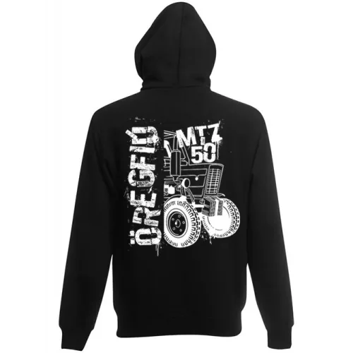 mtz50 čierny kruhový sveter na zips s bielym vzorom