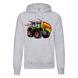 claas axion sveter s kapúčou šedý