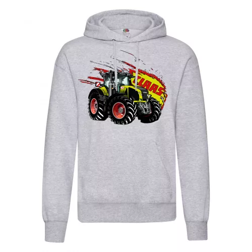 claas axion sveter s kapúčou šedý