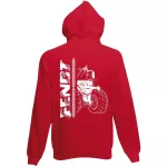 fendt červený kruhový sveter na zips s bielym vzorom