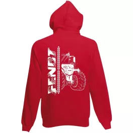 fendt červený kruhový sveter na zips s bielym vzorom