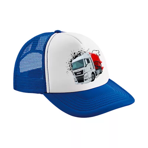 modrá biely man baseballová čiapka