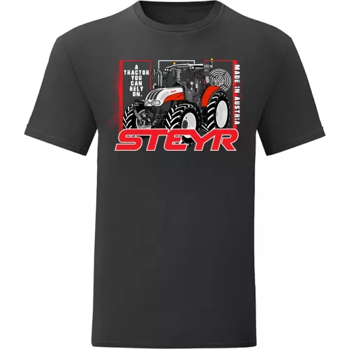 tričko s čierna traktorom steyr