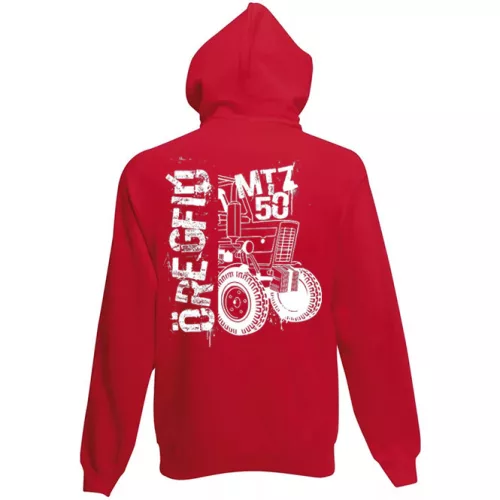mtz50 červený kruhový sveter na zips s bielym vzorom