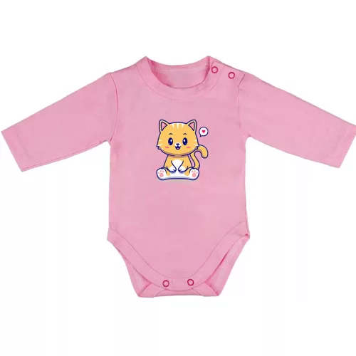mačiatko dlhý rukáv body pre bábätká ružová