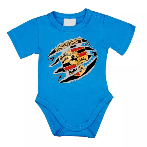 porsche modré dojčenské telo s krátkym rukávom