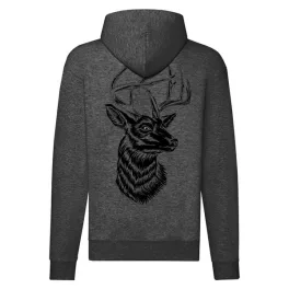mikina na zips na zips s jeleňou hlavou