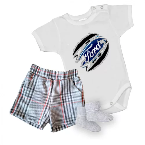 ford biely krátky rukáv body pre bábätká + šortky a ponožky