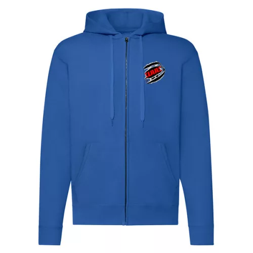 modrá svetre s mikinou s logom claas