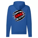 modrá svetre s mikinou s logom claas