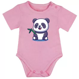 panda krátky rukáv body pre bábätká ružová