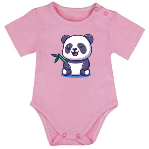 panda krátky rukáv body pre bábätká ružová