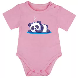 spiaca panda krátky rukáv body pre bábätká ružová