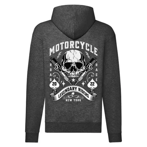 motorcycle legendary motorcycle mikina na zips, sivá