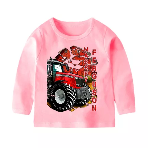 detské tričko massey ferguson ružové dlhý rukáv