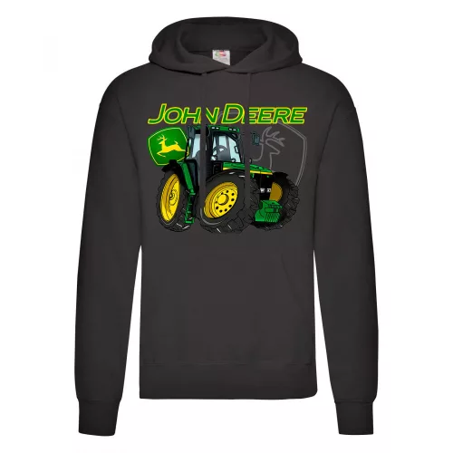 zelená mikina s kapucňou na traktor - čierna