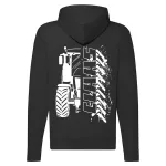 claas sveter na zips s čiernym obrysom, biely vzor