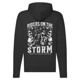 riders on the storm motorcycle mikina na zips, čierna