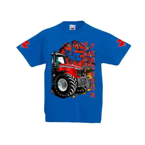 detské tričko massey ferguson s potlačou modré