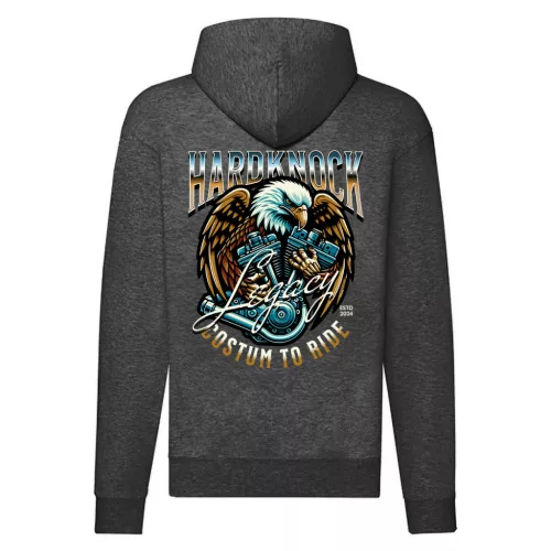 hardknock motorcycle mikina na zips, sivá