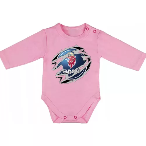 saab ružové dojenské telo s dlhým rukávom