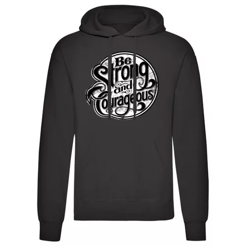 be strong…čierna sveter s klokaním vreckom