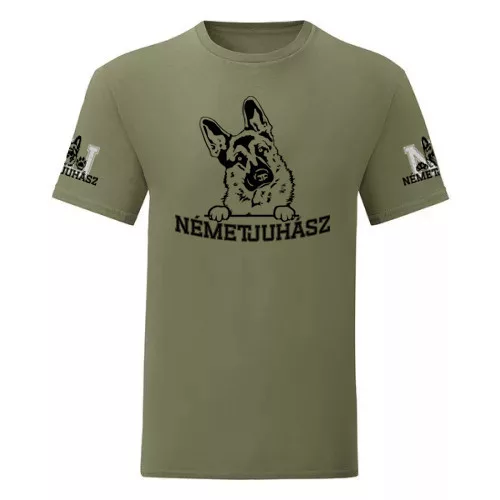 zelené pánske tričko nemecký ovčiak veľký vzor