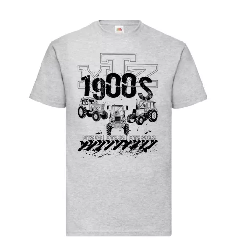 mtz rok 1900 dizajn šedé tričko čierny vzor