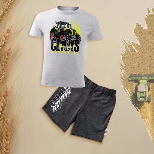 claas new sivý detský sada s krátkym rukávom a šortkami