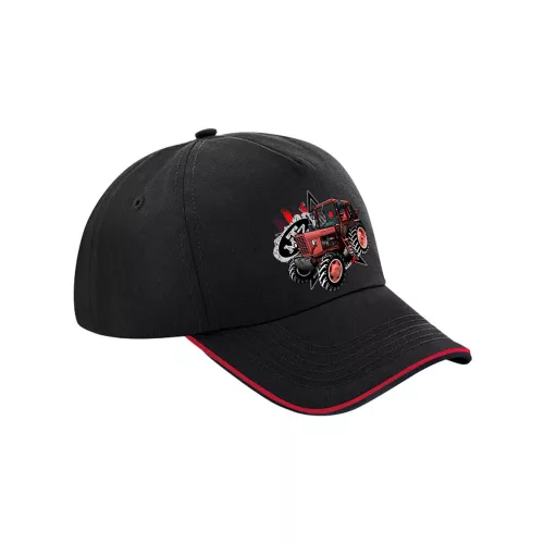 čierna mtz 82 baseballová čiapka s červeným lehom