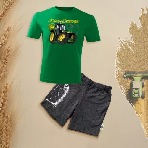 zelený traktor starozelený detský sada s krátkym rukávom a šortkami