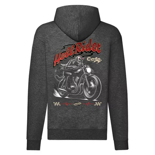 hell rider motorcycle mikina na zips, sivá