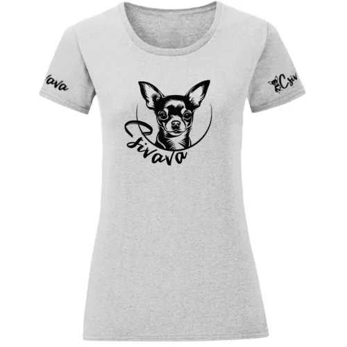 chivawa dámske svetlošedé tričko veľký vzor
