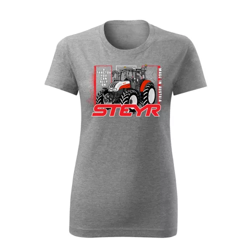 sivý dámske tričko steyr s motívom traktora
