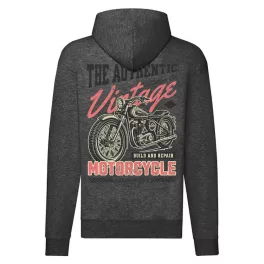 the authentic vintage motorcycle mikina na zips, sivá