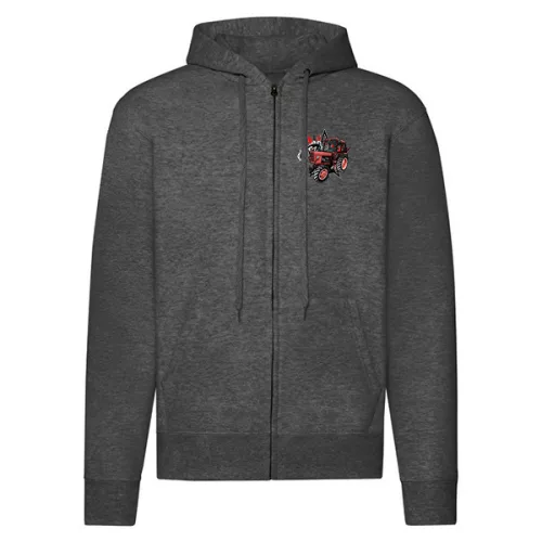 mtz 82 tmavosivý sveter s kapúcou na zip