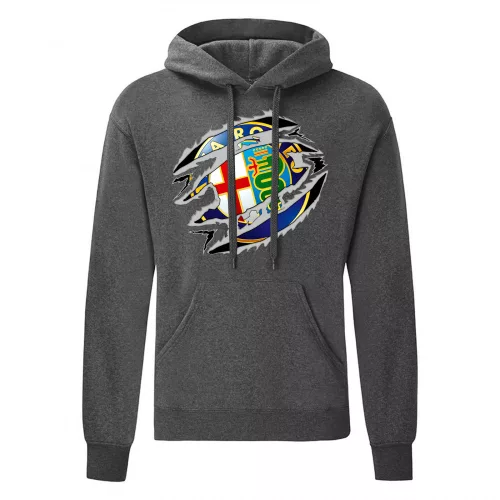 alfa romeo svetr s kapúcou tmavo sivá
