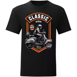 classic rider motorcycle tričko čierne