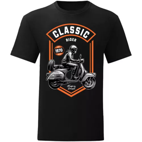 classic rider motorcycle tričko čierne