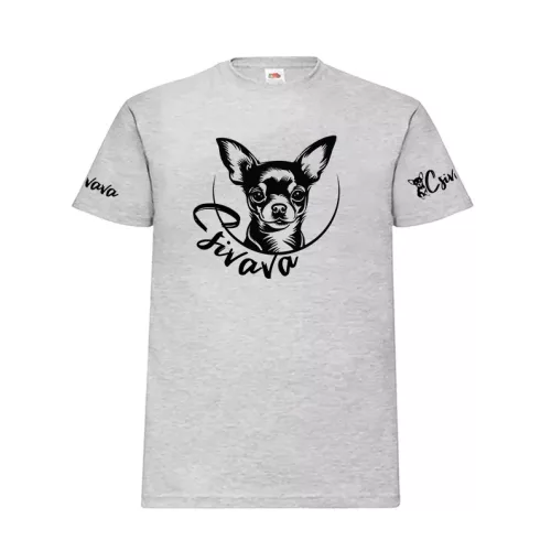 pánske tričko čivava svetlošedé veľký vzor