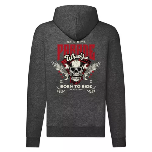 parade motorcycle mikina na zips, sivá