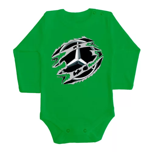 mercedes zelená dlhý rukáv dojčenské telo