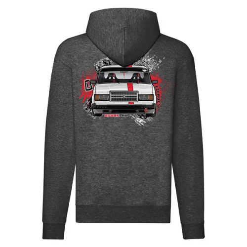 lada 2107 tmavosivý sveter s kapucou na zips