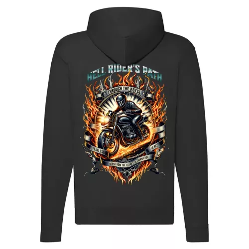 hell rider's motorcycle mikina na zips, čierna